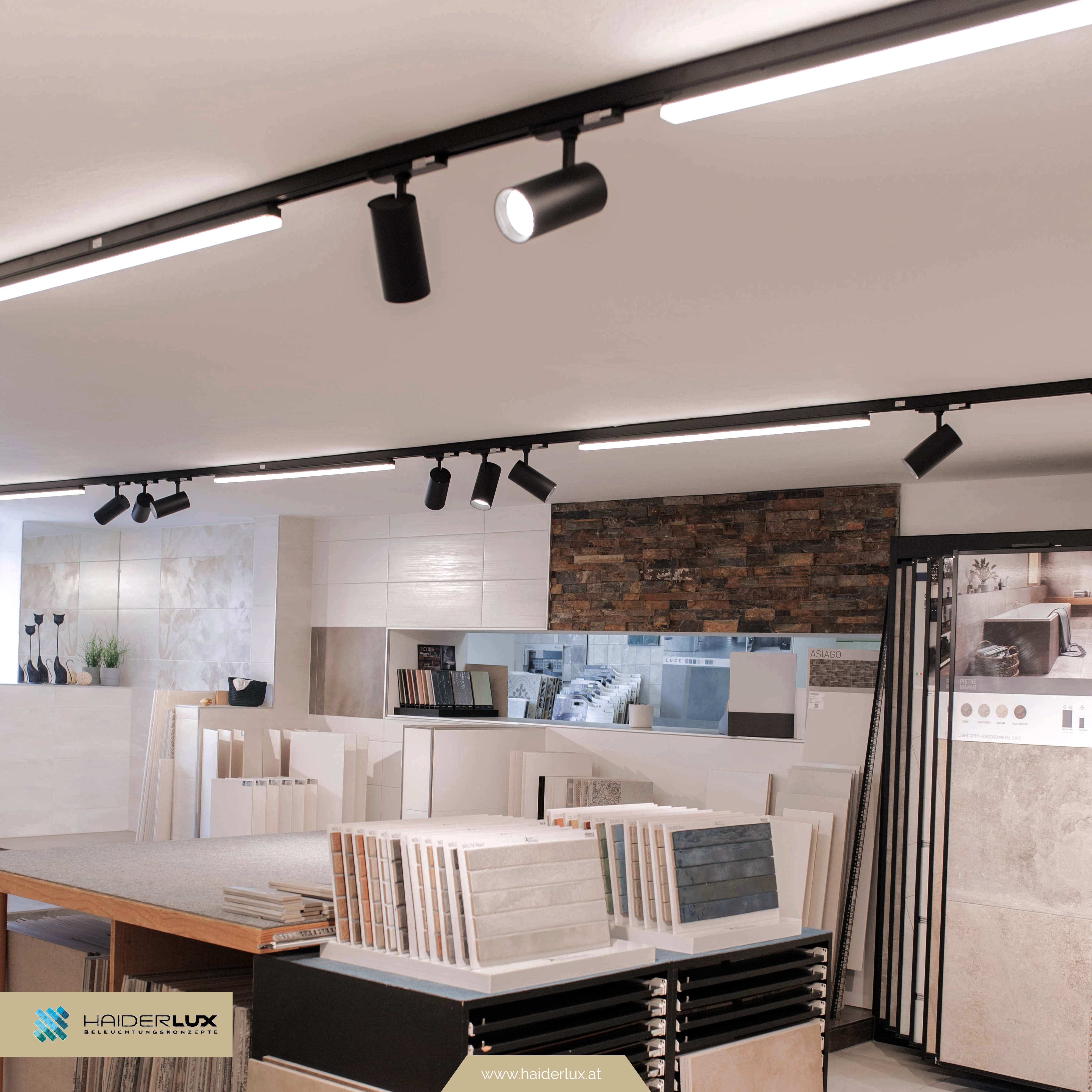 3-Phasen-Schiene mit LED Strahlern.