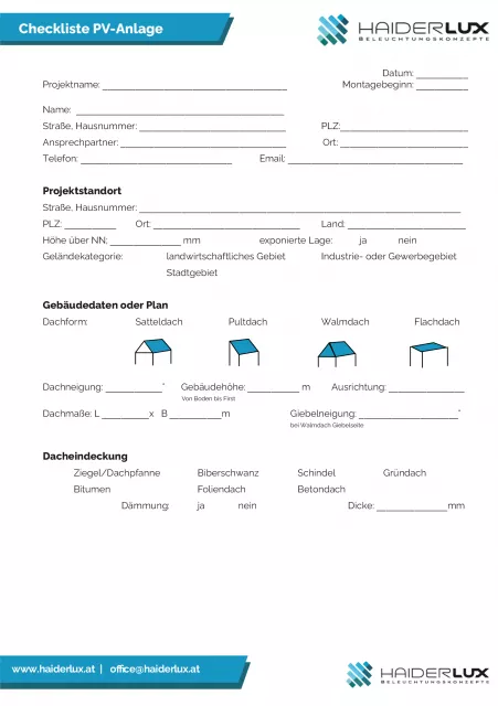 Checkliste PV-Anlage